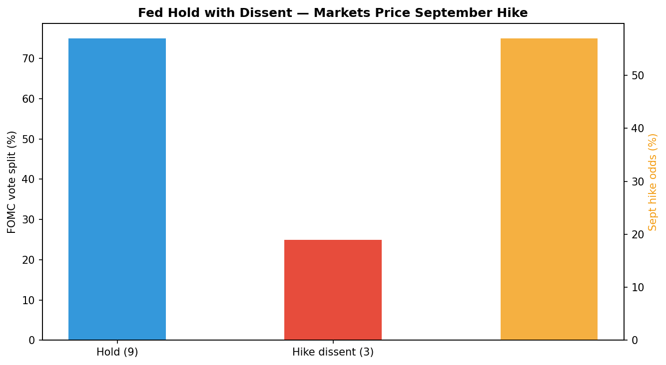 Fed hold with dissent — September hike odds